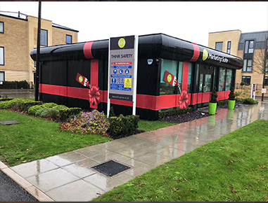 Vinyl wrap to a marketing suite